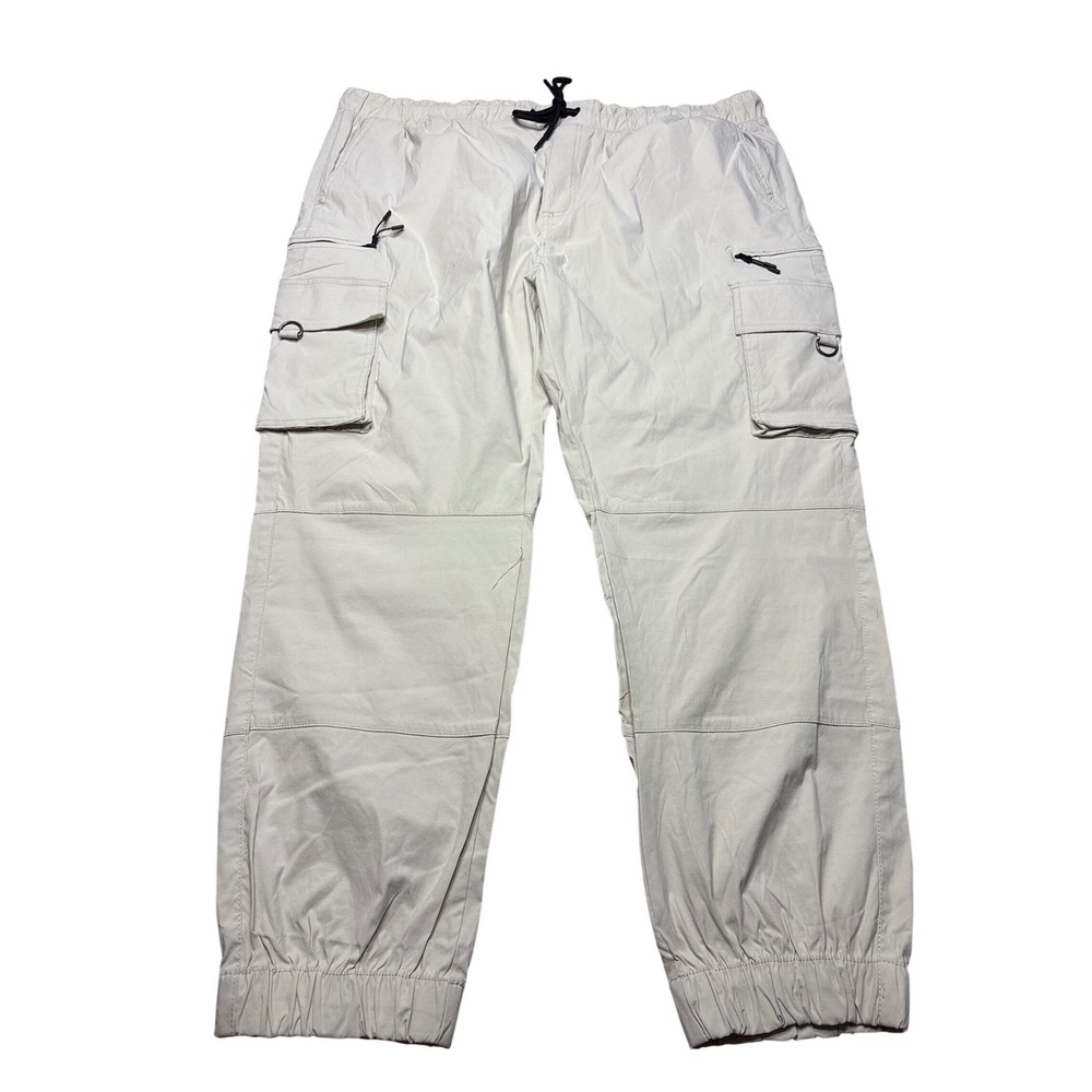 Benjamin Black Mens 4XL Beige Nylon Cargo Jogger Pants Drawstring Utility Stone